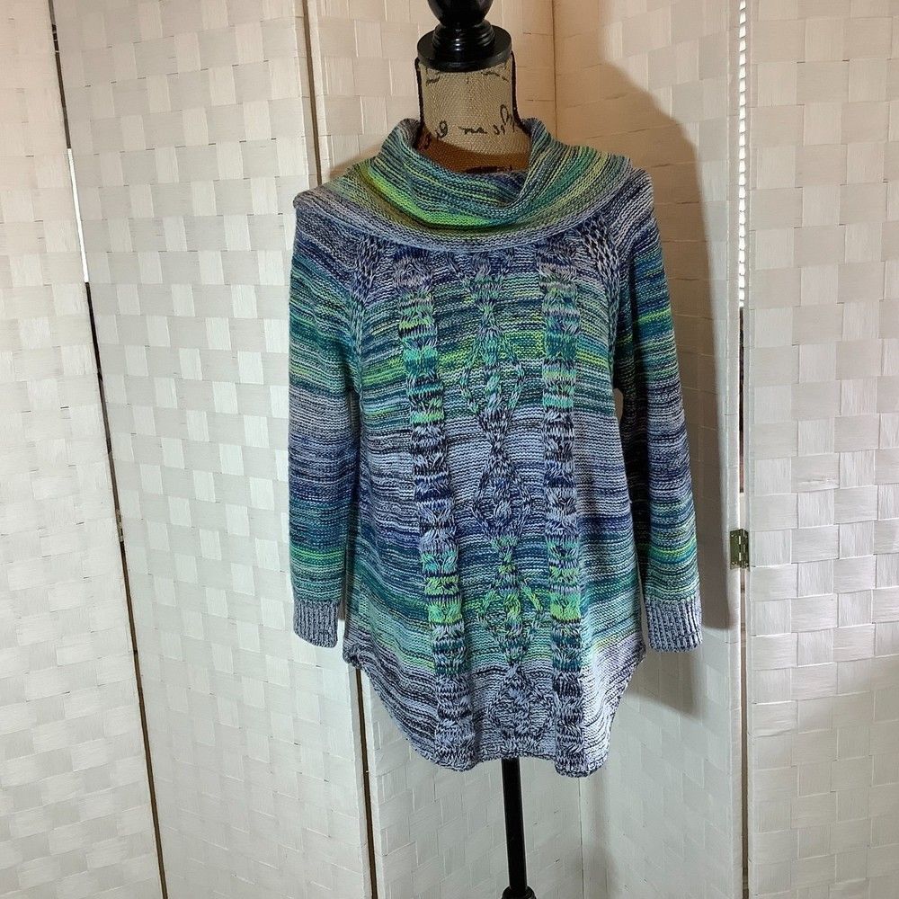 john paul richard multi color cowl neck knit sweater size small